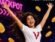 iv7game app Happy girl jumping in white t-shirt and jeans promoting IV7.com 7% QR + 5% Paytm cashback deposit bonus with smartphone QR code